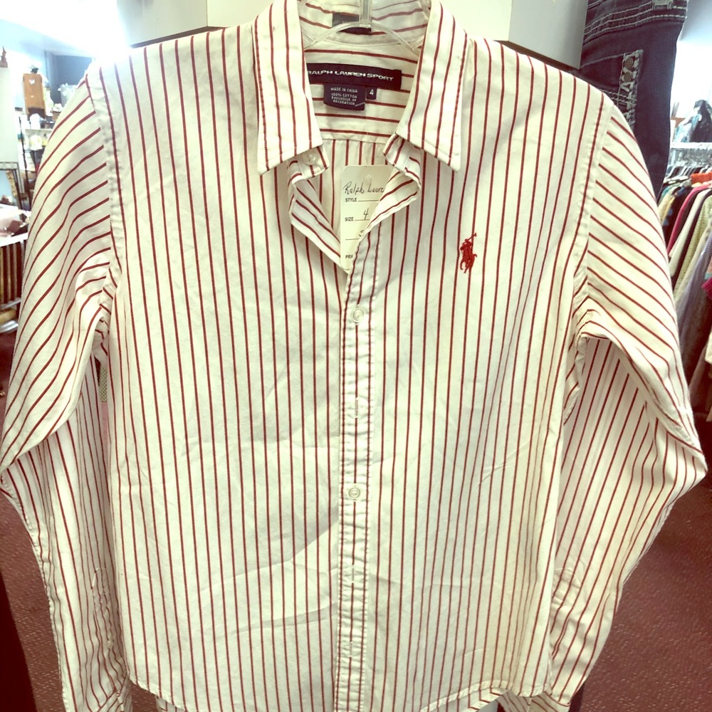 Red and White Polo Button down